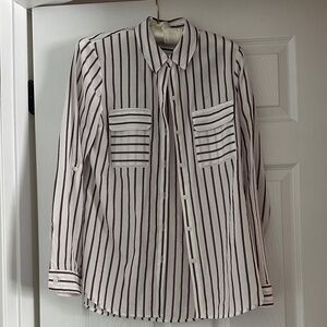 Express Black and White Striped Blouse